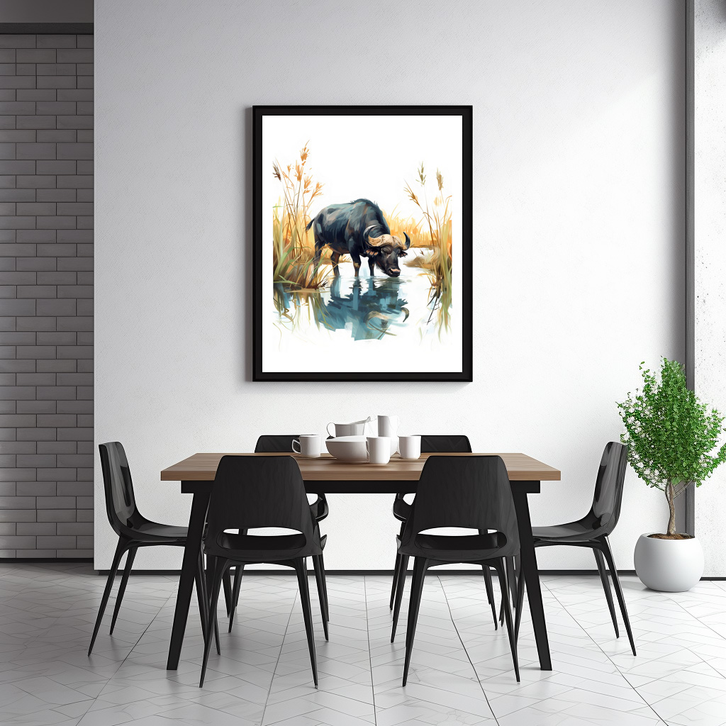 Poster: African Buffalo at Water’s Edge