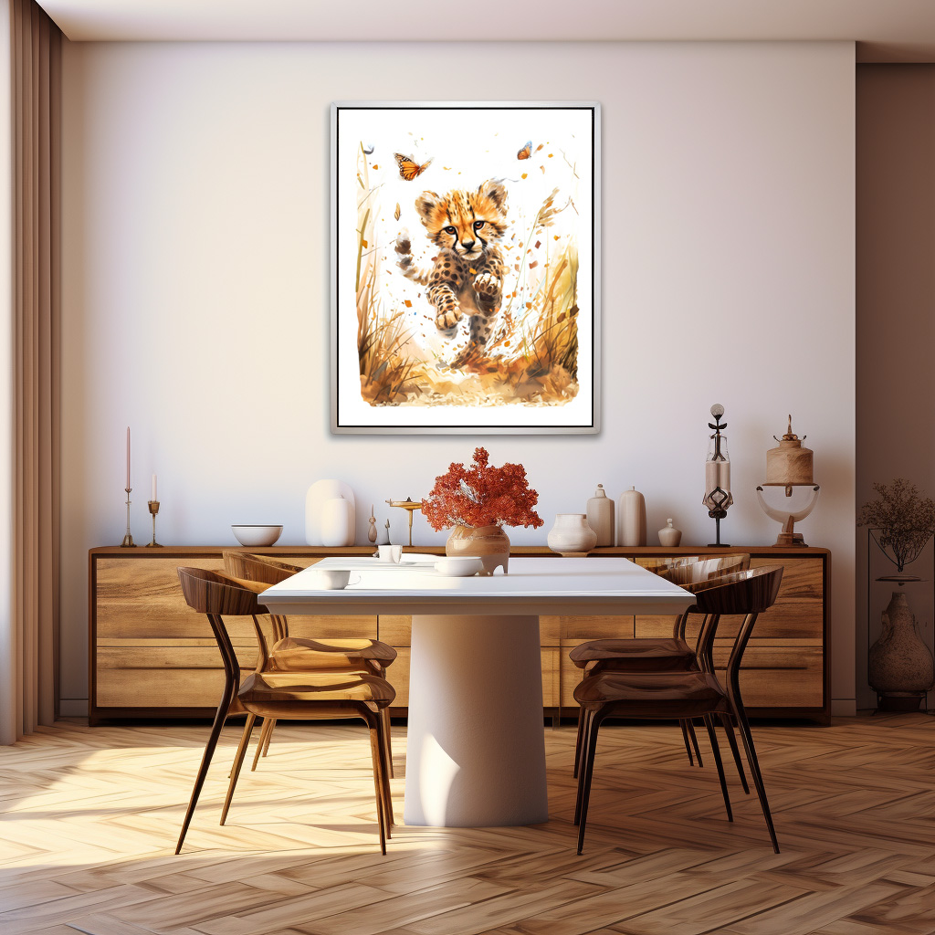 Poster: Playful Cheetah Cub and Butterflies – Bild 3
