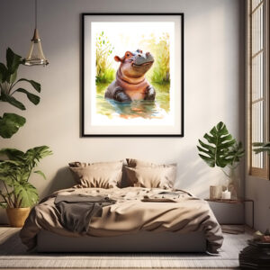 Poster: Smiling Hippo in Water