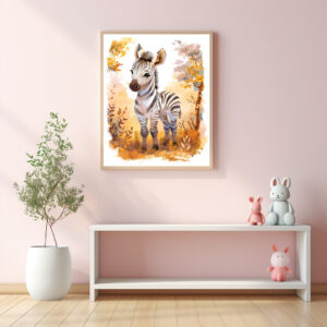 Poster: Zebra Foal in Autumn Grassland