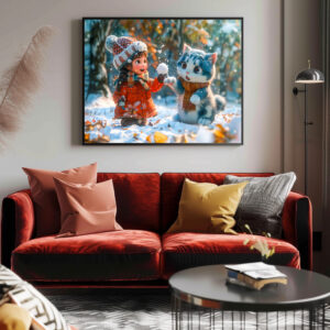 Poster: First Snow Playtime with Fantasy Cat