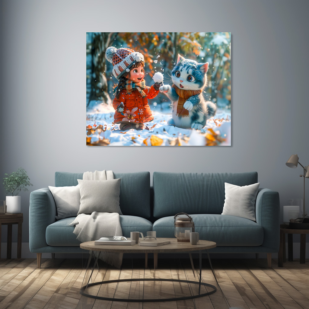 Poster: First Snow Playtime with Fantasy Cat – Image 2