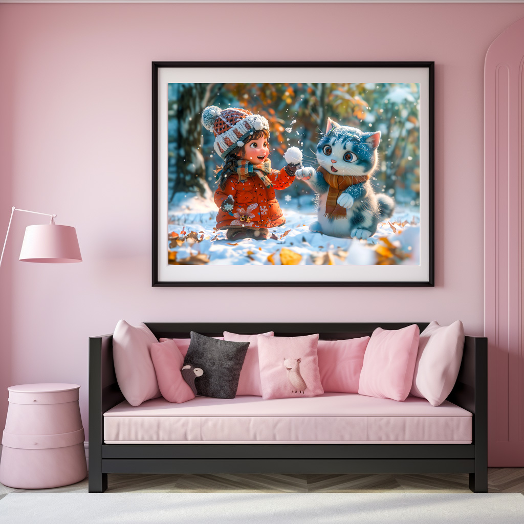 Poster: First Snow Playtime with Fantasy Cat – Image 3