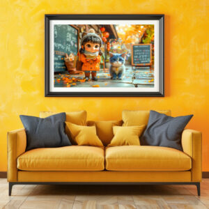 Poster: Fantasy Girl and Cat Go to School