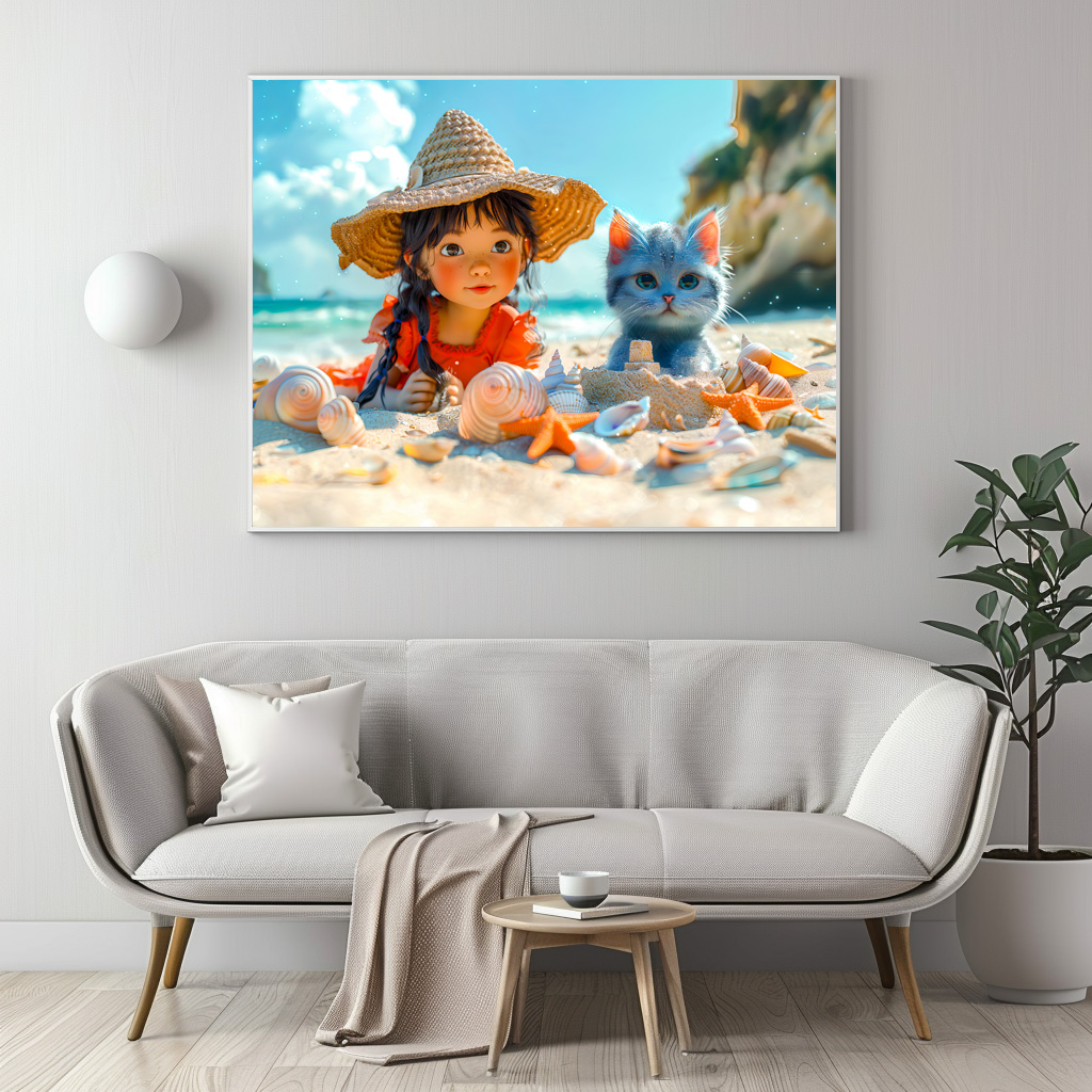 Poster: Beach Day with Fantasy Girl and Cat - immagine 2
