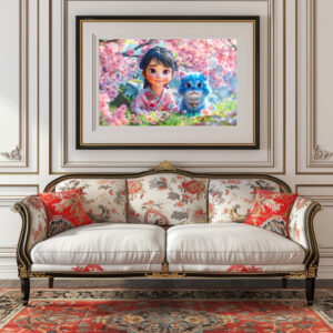 Poster: Sakura Blossom Girl and Her Cat