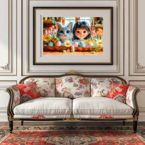 Poster: Easter Fantasy Girl and Her Cat