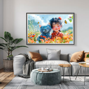 Poster: Summer Nap with Fantasy Girl and Cat