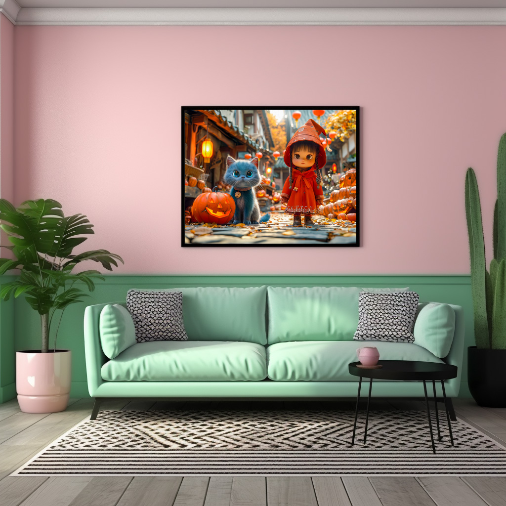 Poster: Halloween Adventure with Girl and Cat – Bild 3