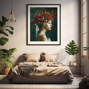 Poster: Red Cherry Crown Romantic Portrait
