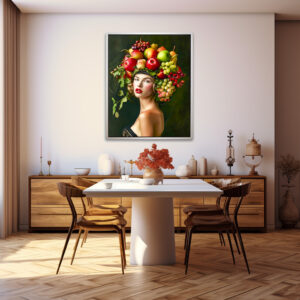 Poster: Elegant Woman with Apple Fruit Hat