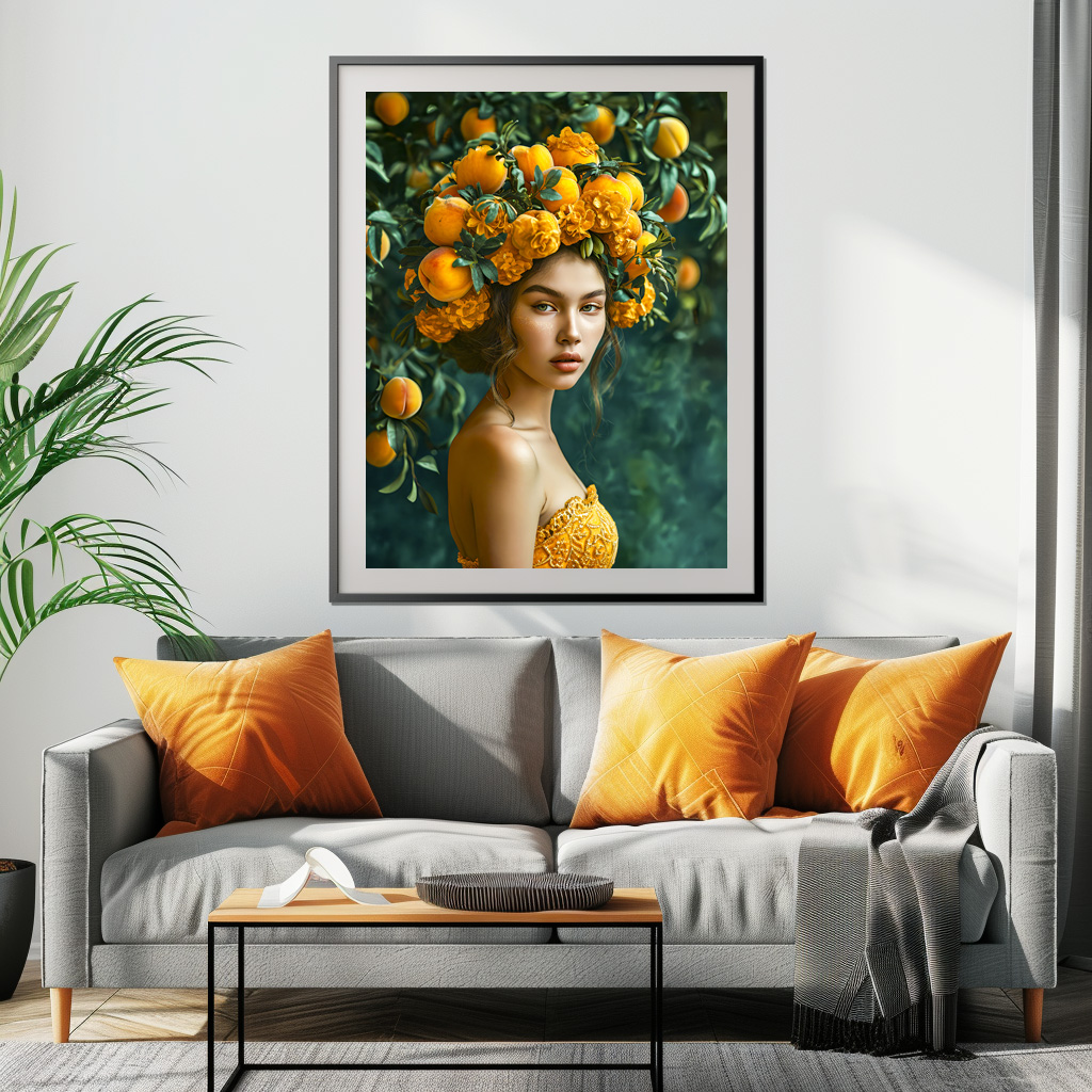 Poster: Orange Blossom Queen with fruits on head – Image 3