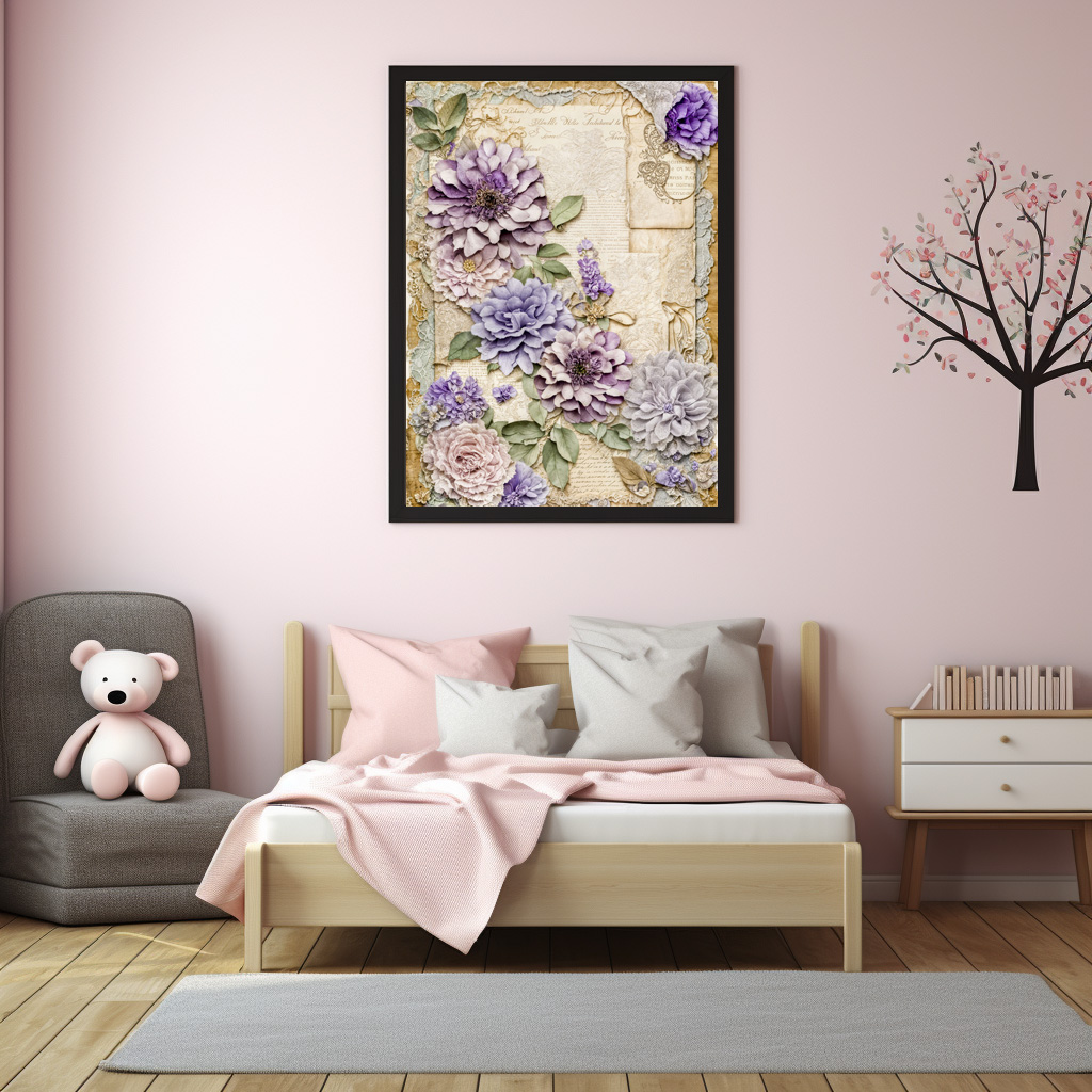 Poster: shabby chic floral Purple Chrysanthemums - immagine 3