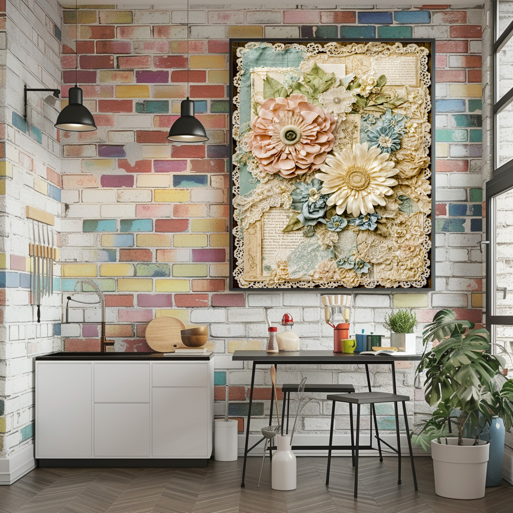 Poster: Vintage floral collage with layered textures – Bild 2