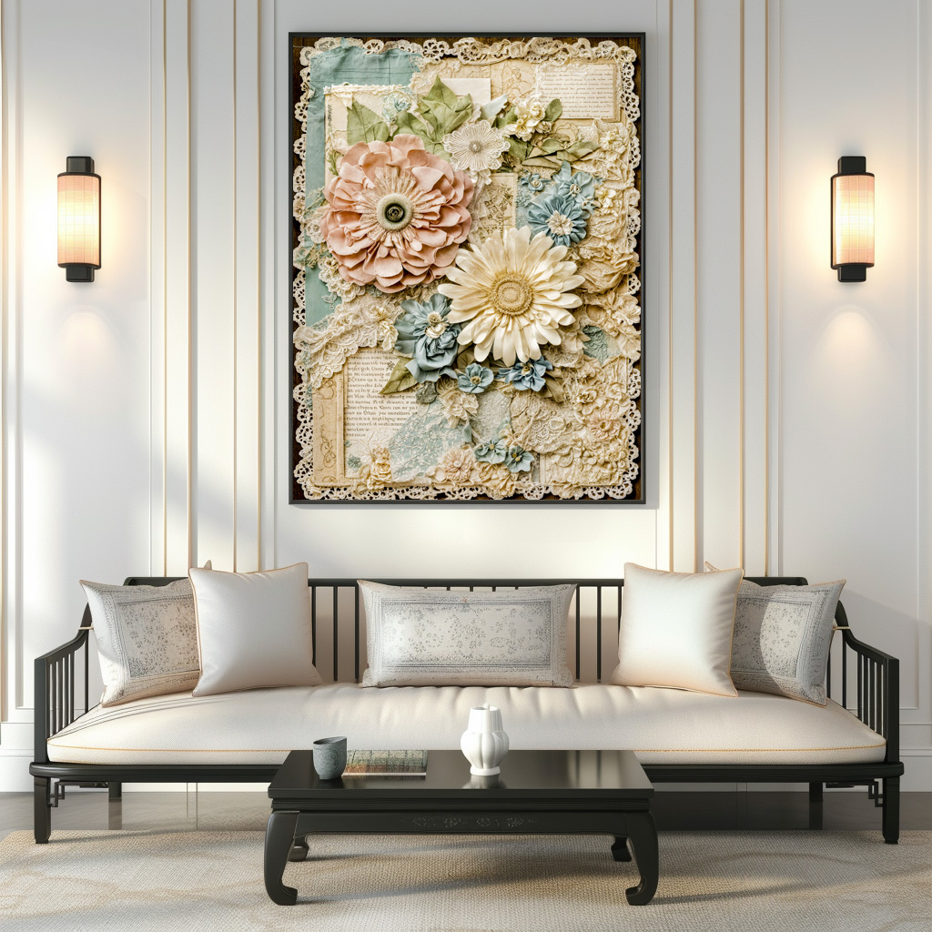 Poster: Vintage floral collage with layered textures – Bild 3