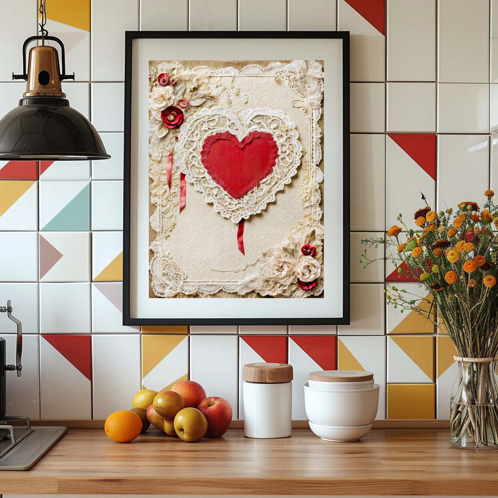 Poster: Shabby Chic Heart with Lace - Image 3