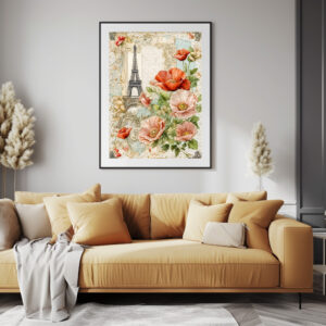 Poster: Eiffel Tower with Red Poppy