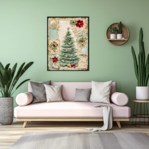 Poster: Shabby chic Christmas Tree with Decorations