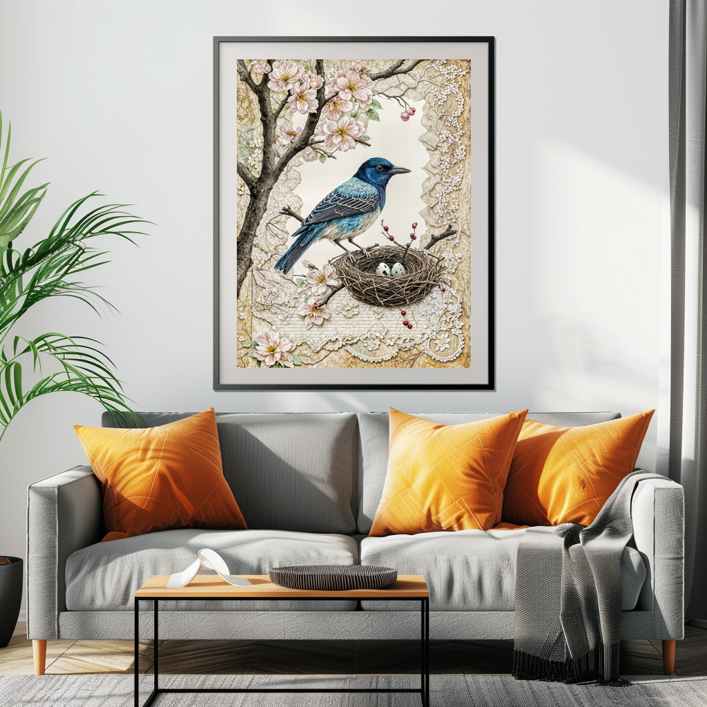 Poster: Bluebird in Blossoms