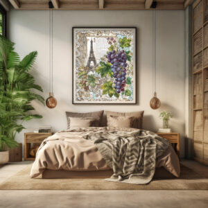 Poster: Vintage Eiffel Tower with Grapes