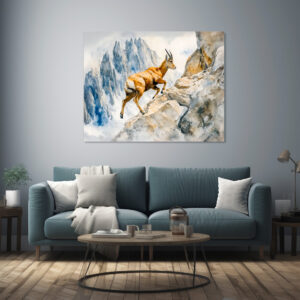 Poster: Ibex in the Alps watercolor painting