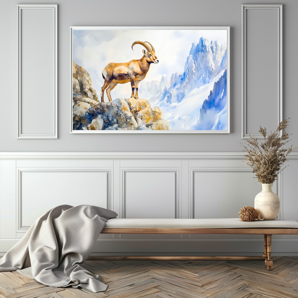 Poster: Ibex in the Alps watercolor painting - immagine 3