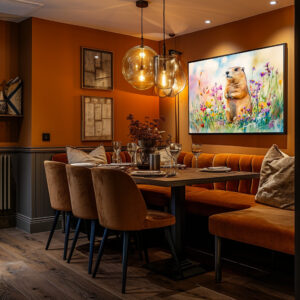 Poster: Marmot on a flower meadow watercolor painting