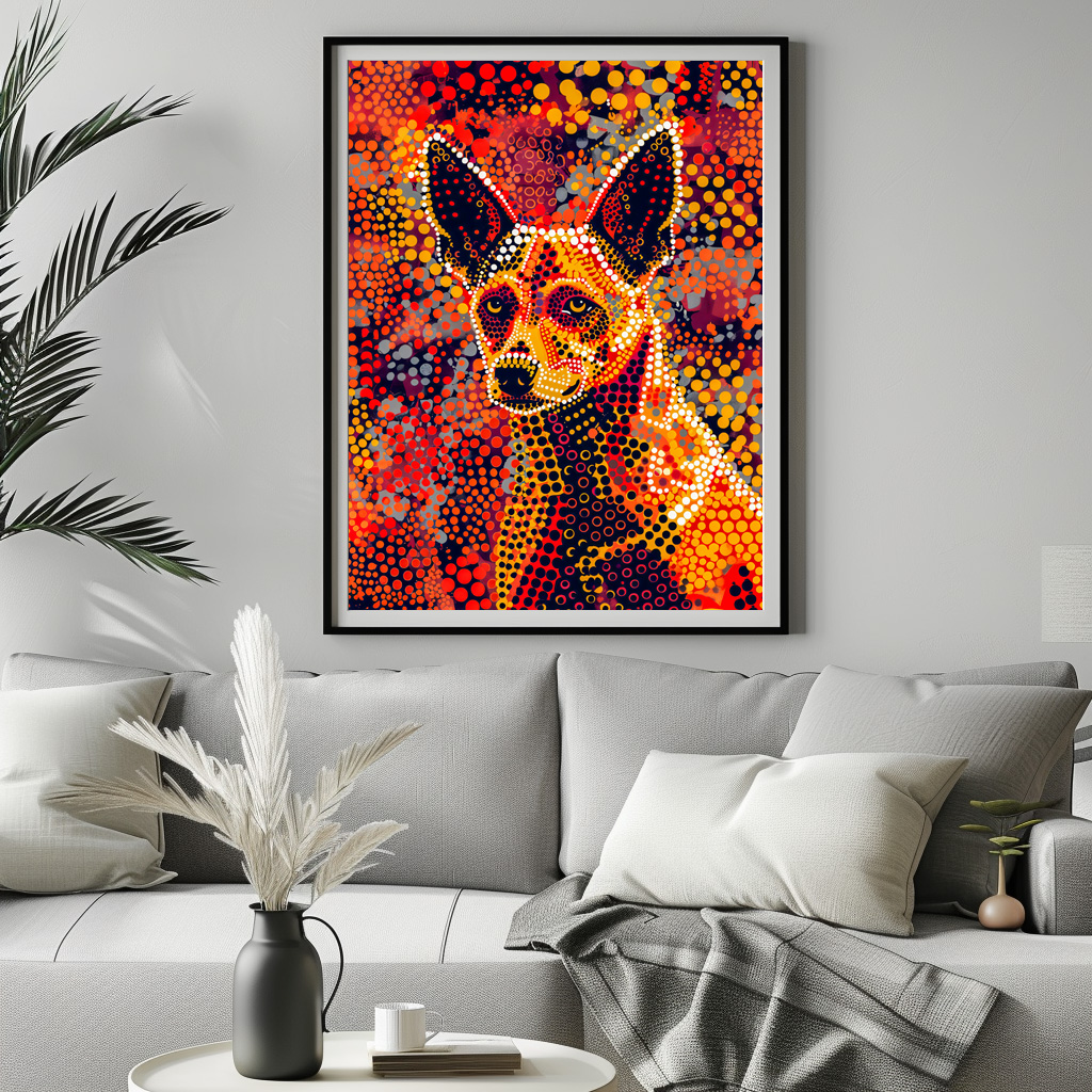Poster: Dingo in Aborigine Dot Art Style – Image 2
