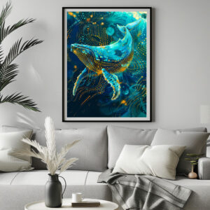 Poster: Whale in Aborigine Dot Art Style