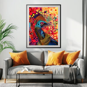 Poster: Cassowary in Aborigine Dot Art Style