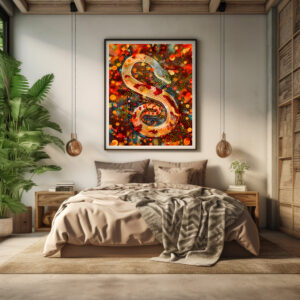 Poster: Snake in Aborigine Dot Art Style