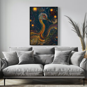 Poster: Emu in Aborigine Dot Art Style