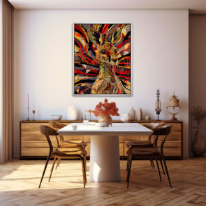 Poster: Red Kangaroo in Aborigine Dot Art Style