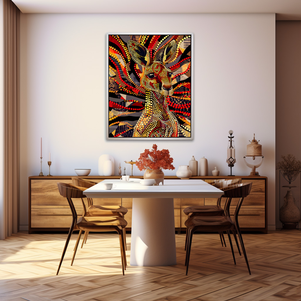 Poster: Red Kangaroo in Aborigine Dot Art Style