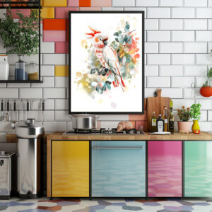 Poster: Watercolor Red-Capped Kakadu