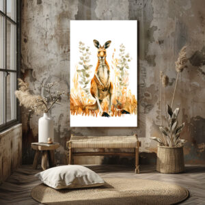 Poster: Watercolor Kangaroo in Asutralia