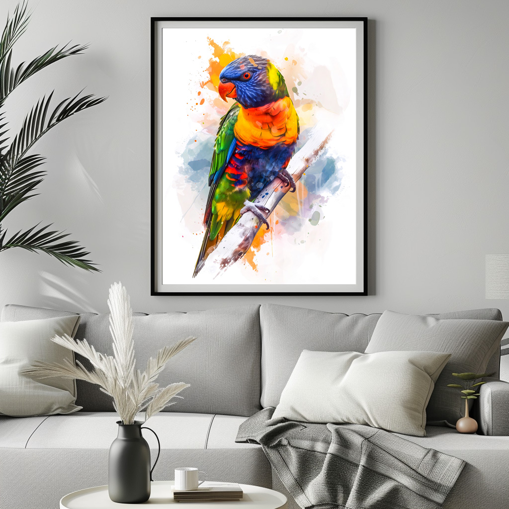 Poster: Watercolor Blue-Faced Lori – Image 3