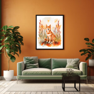 Poster: Watercolor Dingo in Grass