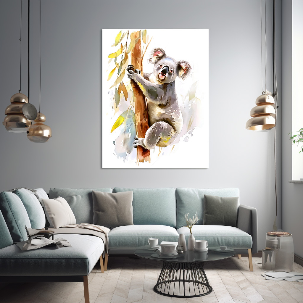 Poster: Watercolor Koala Climbing Eucalyptus - Image 2