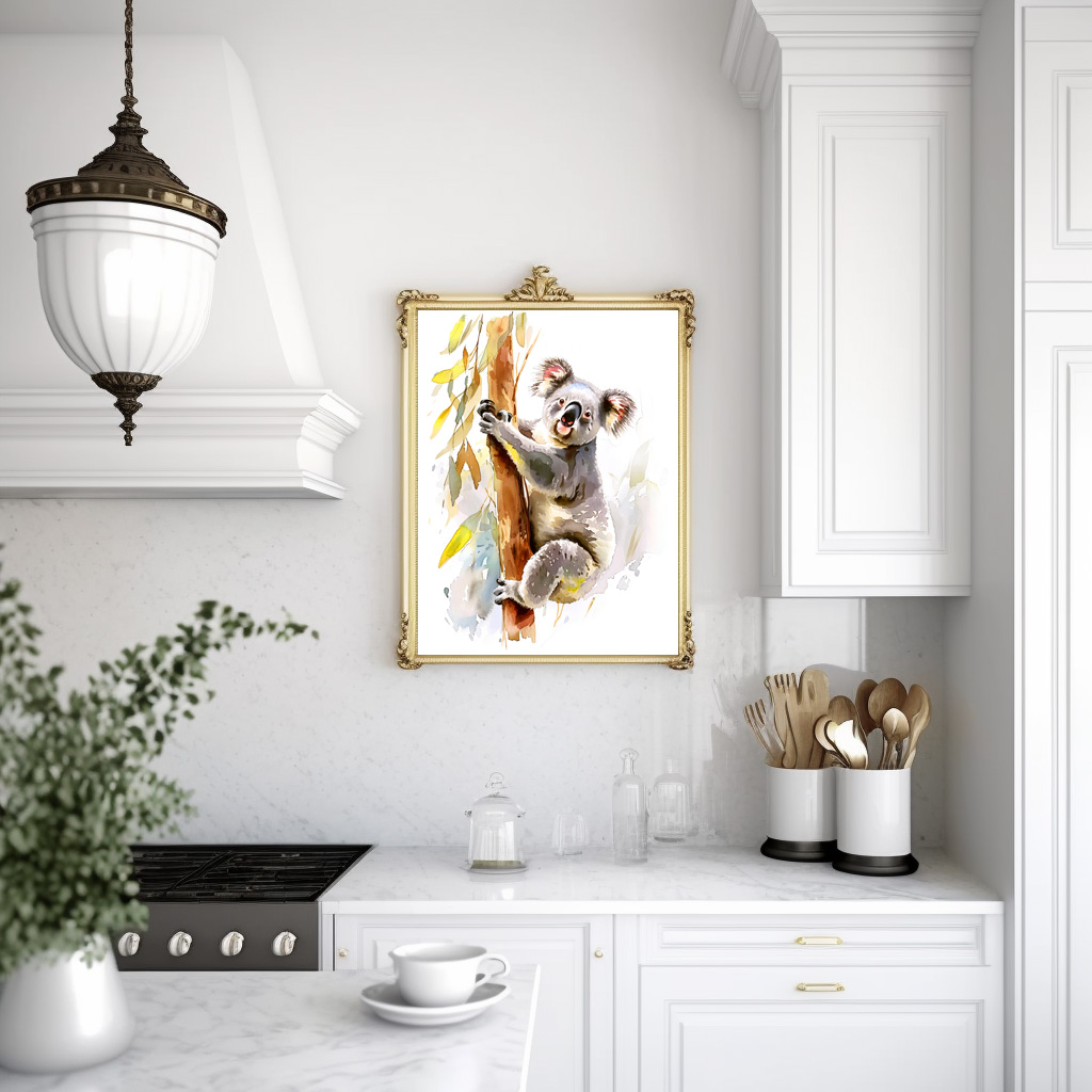 Poster: Watercolor Koala Climbing Eucalyptus - Image 3