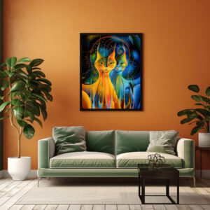 Poster: Abstract Cat Portrait Amidst Galactic Wonders