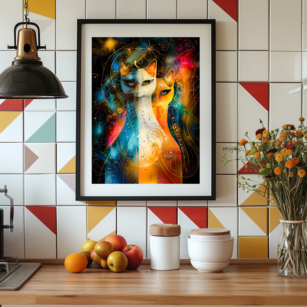 Poster: Cosmic Cat Art with Stellar Background - immagine 3