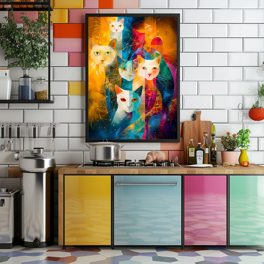 Poster: Modern Cat Design in Cosmic Galaxy - immagine 2