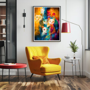Poster: Modern Cat Design in Cosmic Galaxy