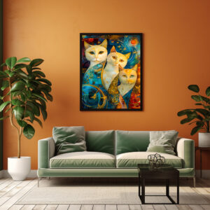 Poster: Cosmic Cat Art with Stellar Background