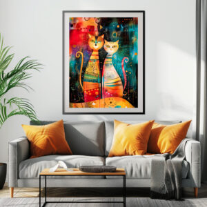 Poster: Modern Cat Design in Cosmic Galaxy