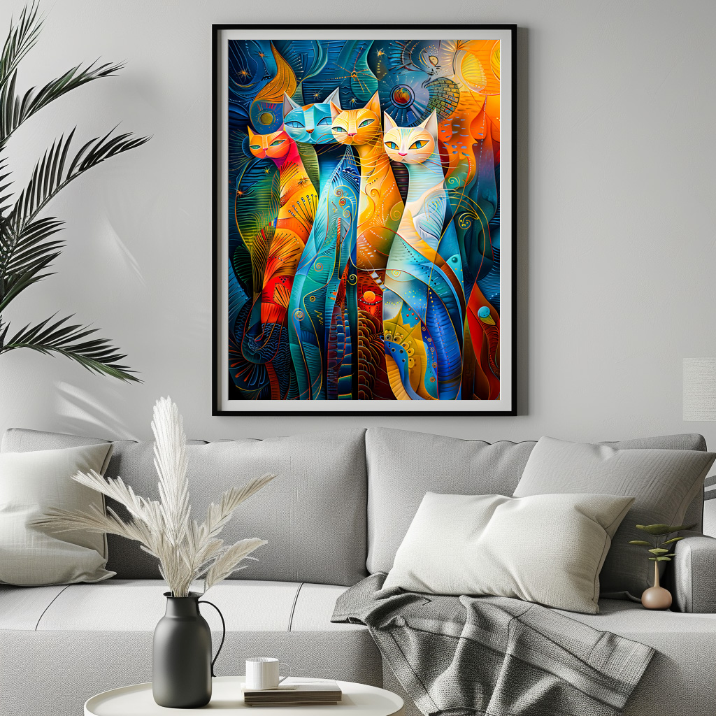Poster: Cosmic Cat Art with Stellar Background – Image 2