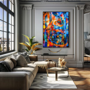 Poster: Cosmic Cat Art with Stellar Background