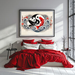 Poster: Yin and Yang Panda and Koi in Asian Art Style