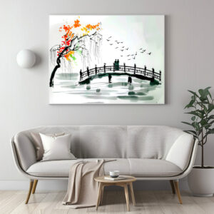 Poster: Bridge by a Pond in a Tranquil Garden